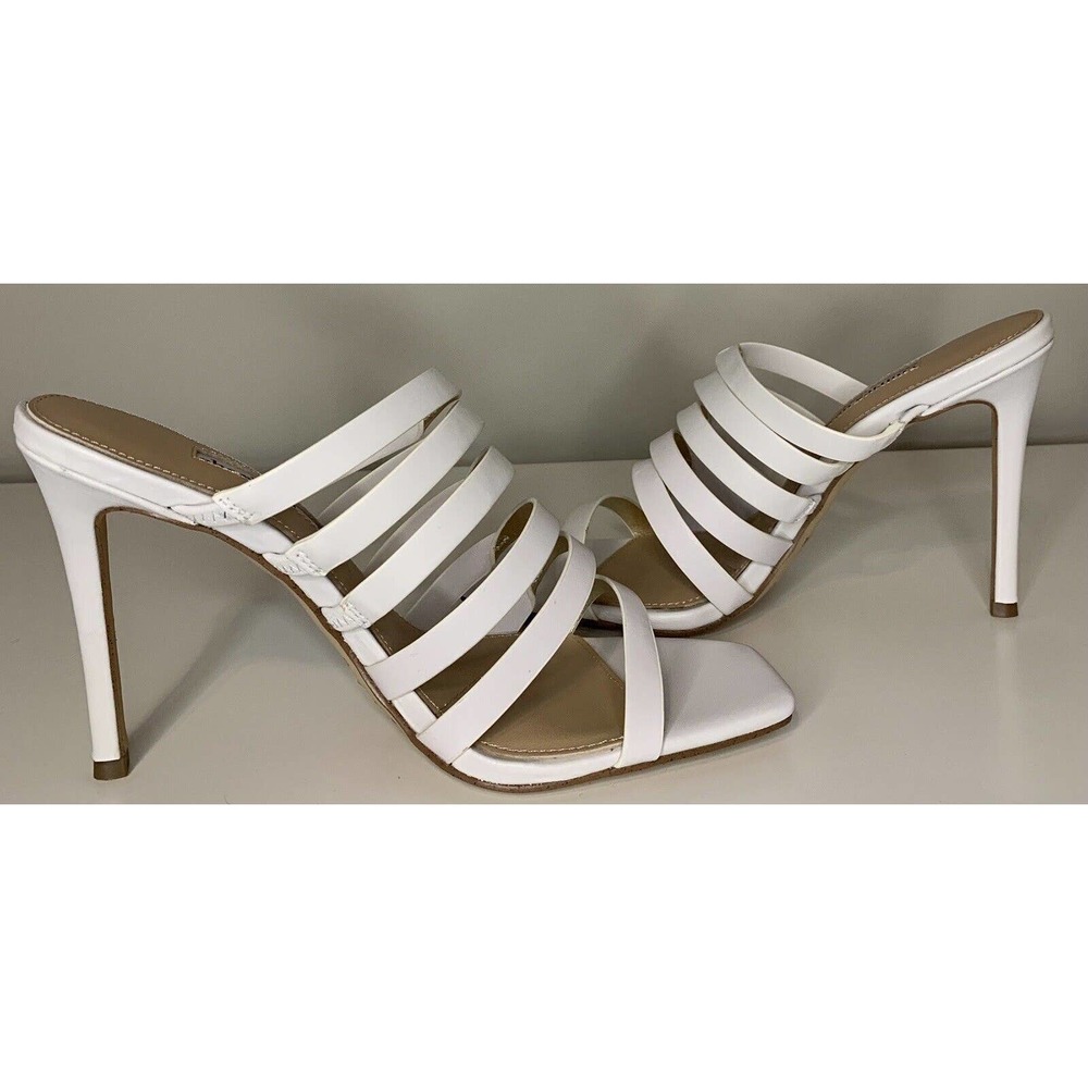 Charles David Vocal White/Gold Leather Metallic Heel Sandal Women’s Size 7.5 - Picture 4 of 10